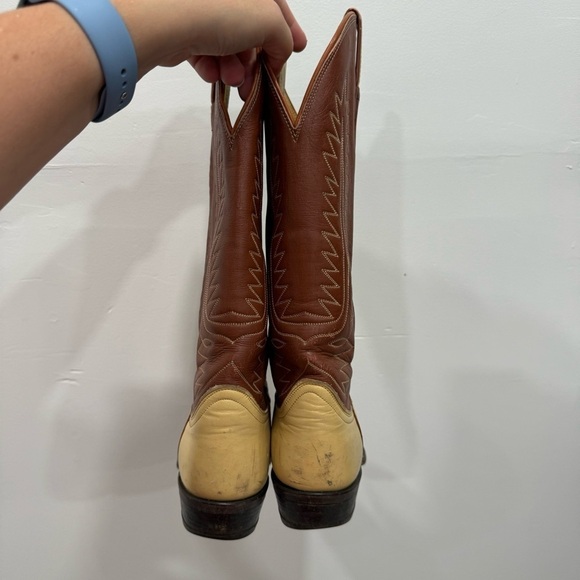 Tony Lama Vintage Cowboy Boots Women’s 6.5 Tan Brown Leather - Picture 4 of 11